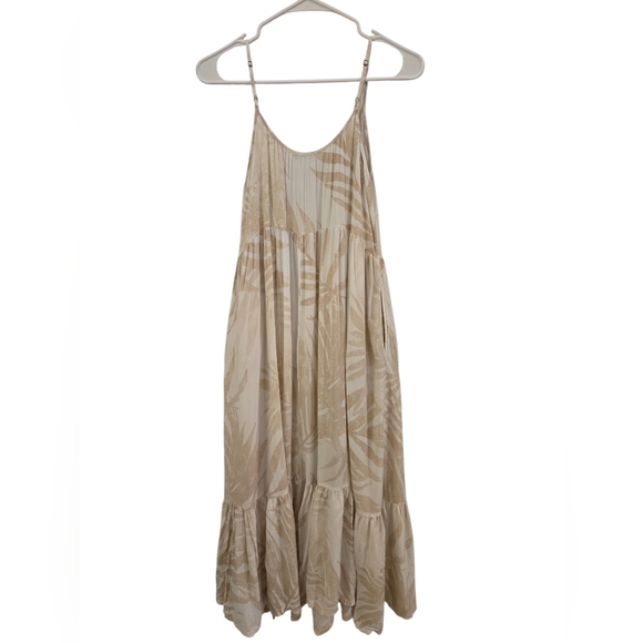 Z SUPPLY LIDO MAXI DRESS PALM LEAF PRINT IN CREAM AND TAN . SIZE X-SMALL. - Picture 5 of 9